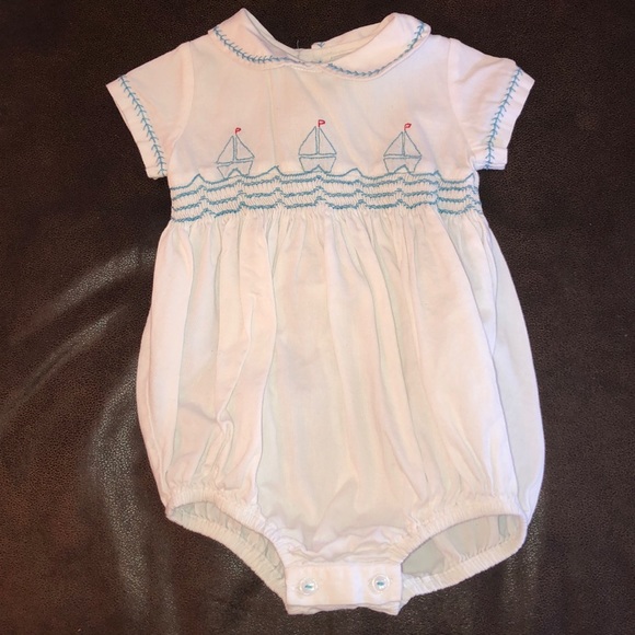 Alice Kathleen Other - AK Alice Kathleen Smocked Sailboat Bubble Romper
